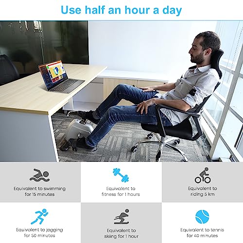 Mini Exercise Bike, AGM Under Desk Bike Pedal Exerciser Foot Cycle Arm & Leg Pedal Exerciser with LCD Screen Displays - color: Silver