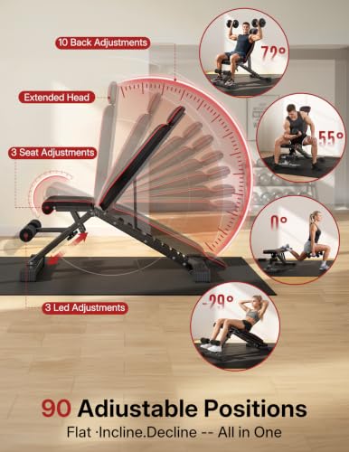 Multi-Function All in 1 Weight Bench Set - Multi-Positions Heavy Duty Weight Lifting Sit Up Bench Workout Benchs Folding Bench Press for Home Gym - color: Grey