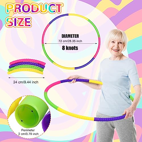 Sratte 8 Pcs Color Hoop Detachable Adjustable Exercise Ring Plastic Hoop for Gymnastics Dog Agility Equipment Party Decor, 4 Colors - color: Classic Colors, size: 32 Inch