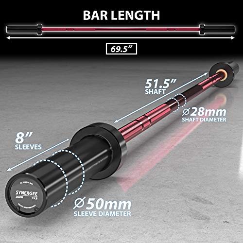 Synergee 15 lb Technique Bar – Aluminum Training Bar - color: Red