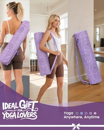 Gonex Yoga Mat Bag with Full-Zip Design, Fits Most Mats | 600D Oxford Fabric, Wet Pocket, Front Zip Pocket, Adjustable Strap, Fits Mats up to 26" - color: Lilac Purple