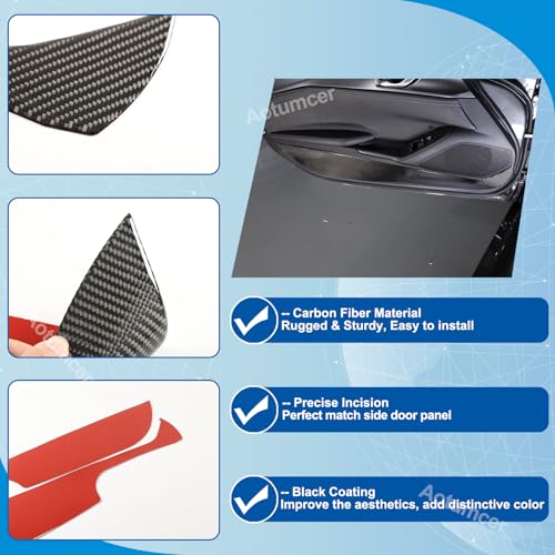 Soft Carbon Fiber Car Door Anti Kick Pad Trim Cover Compatible with Mazda MX-5 Miata 2016-2025+, Door Protector Mat Anti Dirty Anti Collision Stickers Interior Accessories (Black) - color: Black