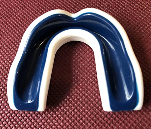 Oral Mart Youth Sports Mouth Guard for Kids (USA Flag, Fangs, 20+ Colors to Choose from) Mouthguard for Football, MMA, Karate, Boxing, Rugby, BJJ, Flag Football – /w Case (Youth, Strapless) - color: Navy Blue