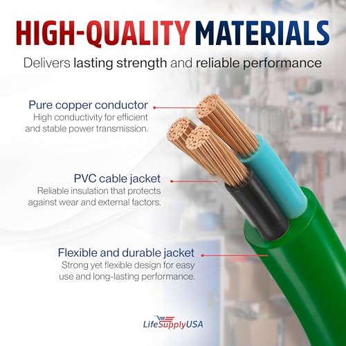 10ft Outdoor/Indoor Extension Cord 14/3 Gauge Heavy Duty 3 Prong SJTW, Waterproof, Flexible Cold-Resistant Long Power Cord,15A 125V 1875W, Green by LifeSupplyUSA - color: Green, size: 10 FT, style: 14AWG