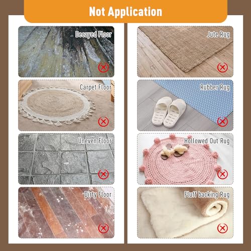 Rug Pad Gripper for Hardwood Floor Non-Slip Vacuum Tech Invisible Carpet Gripper Pads Self Adhesive Carpet Grips for Tile Washable Cuttable Rug Corner Grippers 4Pcs - size: 4 PCS
