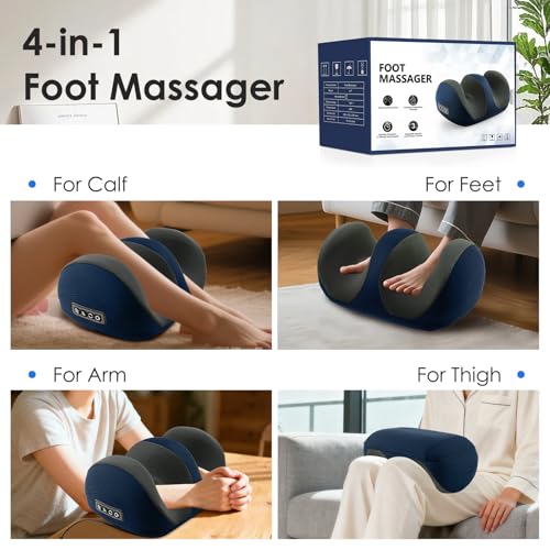 Foot Massager with Heat, Shiatsu Foot and Calf Electric Kneading Massager Machine with Roller for Relaxation, Plantar Fasciitis, Pain Relief, Gifts for Women & Men(Blue) - color: Dark Blue