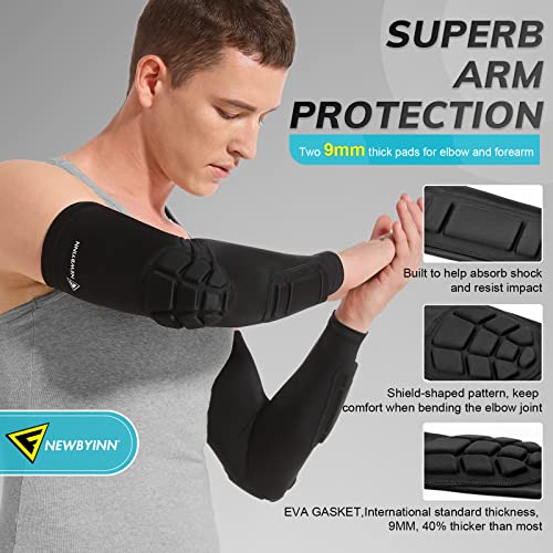 Padded Arm Sleeves 2 Pack, Elbow Forearm Crashproof Pads for Football Basketball Volleyball Soccer - size: Large