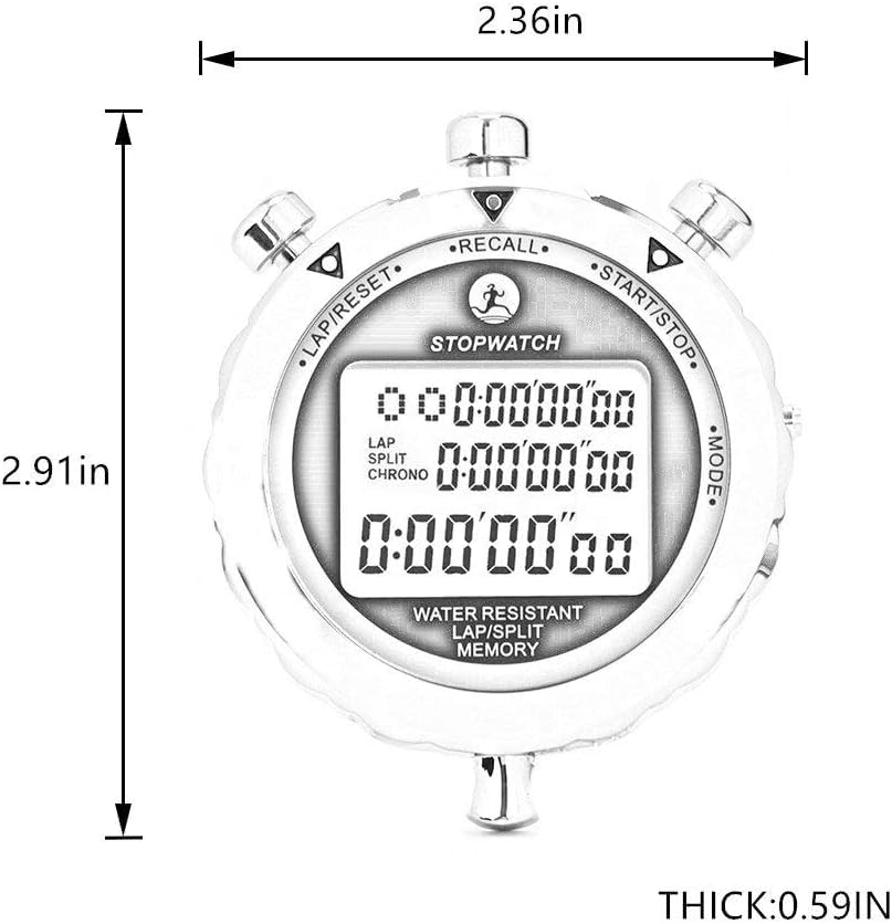 Digital Stopwatch Timer Stop Watch Stopwatch for Sports Competition - color: 100 Lap Metal
