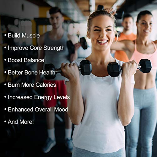 RitFit Rubber Coated Hex Dumbbell Set with Rack, 5-780LB for Home Gym Strength Training, Anti-Slip Knurled Handle, Hexagon Anti-Roll, Heavy-Duty Storage Rack - style: 60 LB Set (5-15LB)