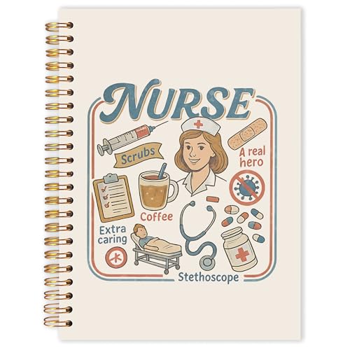 OJMFHEGEE Nurse Spiral Notebook 5.5x8.3 in, Nurse Appreciation Week Gifts, Nursing Medical Hardcover Notebook Journal Gifts for Work Women - color: Journal Gifts for Work Women