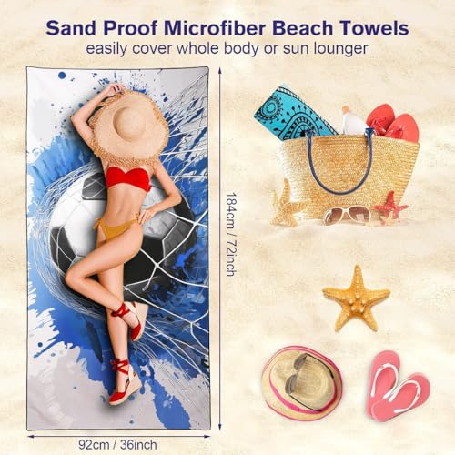 Goal Celebration Soccer Beach Towel, 36"x72" Sand Free Quick Dry Microfiber Towel Gifts for Football Enthusiasts - color: Sport-2