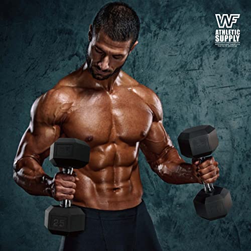 WF Athletic Supply Rubber Encased Hex Dumbbells with Rubber Grip Contoured Handle for Muscle Toning, Strength Building & Full Body Workout - color: z. 1200LB (5LB - 75LB) Dumbbell Set w/ 3-Tier Rack and Mat