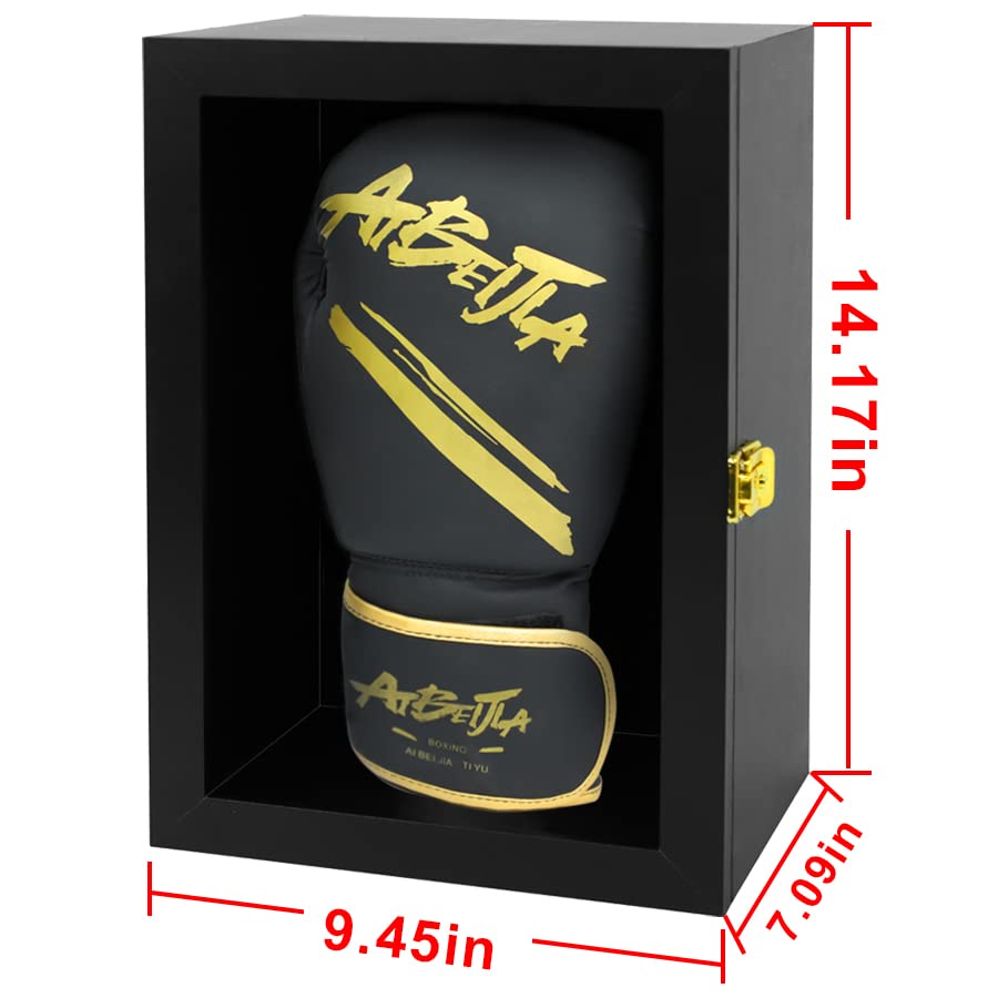 Boxing Glove Display Case for Boxing Glove Baseball Mitt Wall Mount Lockable Showcas Holder Full Size pro UV Protected Clear Acrylic Holder Stand Box for Signed Boxing Glove Protection