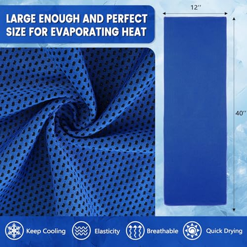 Hosuly 100 Pack Cooling Towels, 40"x12" Cooling Towels for Neck and Face Breathable Soft Chilly Sweat Rag Microfiber Sport Rags for Gym Yoga Golf Running - color: Dark Blue and White