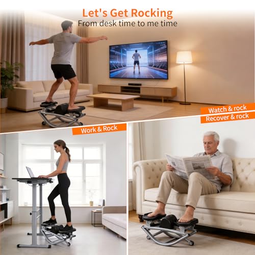 Rock Stepper for Exercise at Home, Lateral Motion Side Stepper with Monitor | 250LBS Loading Capacity Rocker Exercise Machine, Rock Stepper Side to Side with Resistance Band for Full Body Workout