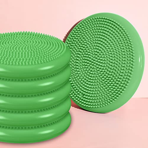 10 Pcs Wobble Cushion Wiggle Seat for Sensory Kid Flexible Seating Promotes Active Learning Improves Student Productivity Stability Inflated Balance Disc Pad with Air Pump for Classroom - color: Green