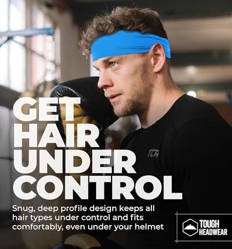 Tough Headwear Mens Headband | Sweat Headbands for Men Women Working Out Running Sports – Athletic Sweat Band Exercise - color: (1 pack) Cool Blue