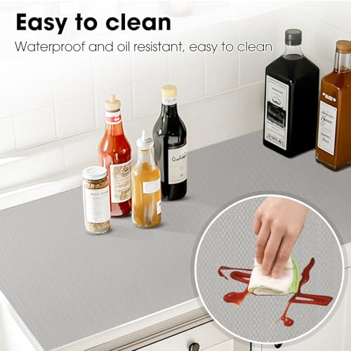 Drawer and Shelf Liner, Non-Slip Kitchen Cabinet Liners Non-Adhesive Thick Strong Grip Waterproof Washable Mats Protect Dresser Shelves Cupboard Bathroom Cabinets, Light Gray, 12 in X 10 FT - color: Light Gray, size: 11.8"W x 118"L
