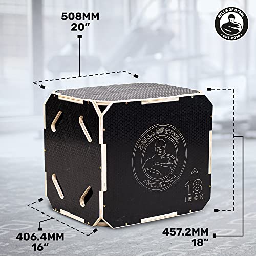 Plyo Box [Bells of Steel] Plyometric Box, 3-in-1, Anti-Slip, Wooden Step up Box for Workout, Jumps, Squats, Step-Ups, Knee-ups - style: S:20x18x16