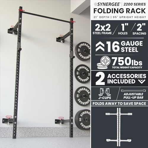 Synergee 2200 Folding Rack – 750 lb Capacity Power Cage - color: c) Black 95" x 21"