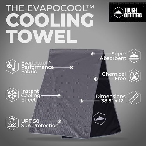 Tough Outdoors Cooling Towels for Neck Face - Neck Cooling Towel for Hot Weather Yoga Sports Golf Sweat - Instant Cold Towel - 3 Pack - color: Black / Dark Gray / Light Gray, size: 3 Pack
