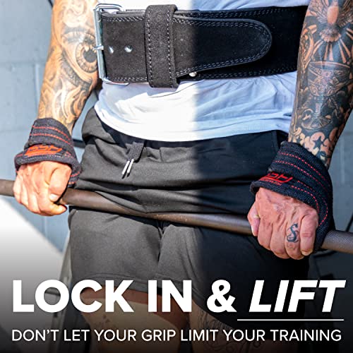 SERIOUS STEEL FITNESS Red Figure 8 Lifting Straps | Deadlift & Strongman Axle Straps - 3 Sizes - color: Black, size: (70 CM - 7.25" Wrist or More)