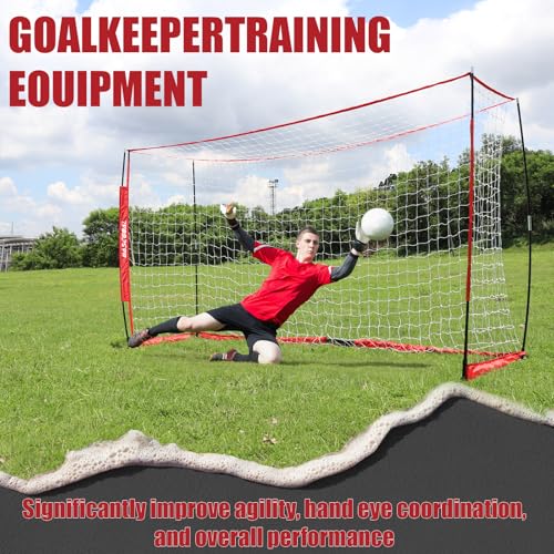 BaseGoal Soccer Goal,Soccer Net,Soccer Goals for Backyard,with Bow Frame,Collapsible Metal Base and Agility Ladder - style: 14X7 FT