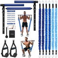 Upgraded Pilates Bar Kit with Resistance Bands Natural Latex for Women & Men, Heavy-Duty Stainless Steel Multifunctional Yoga Pilates Stick for Home Gym Exercise Fitness Equipment Full-Body Workouts - color: Blue
