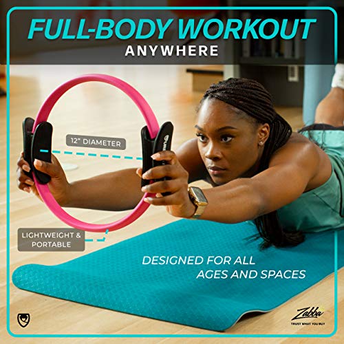 URBNFit Pilates Ring - 12" Magic Circle w/Dual Grip, Foam Pads for Inner Thigh Workout, Toning, Fitness & Pelvic Floor Exercise - Yoga Rings w/Bonus Exercise Guide - color: Pink