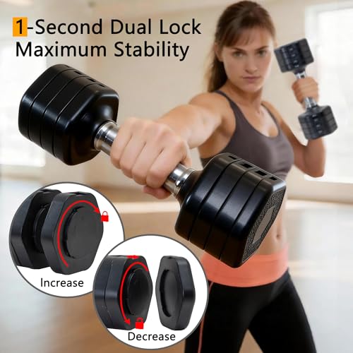 Adjustable Dumbbell Set of 2 Total 20 Lbs 4-in-1 Each 4lb 6lb 8lb 10lb 1s-Adjust Dual-Stable Free Weights for Women Men Home Gym Outdoor Workouts - color: black [20LBS Total]