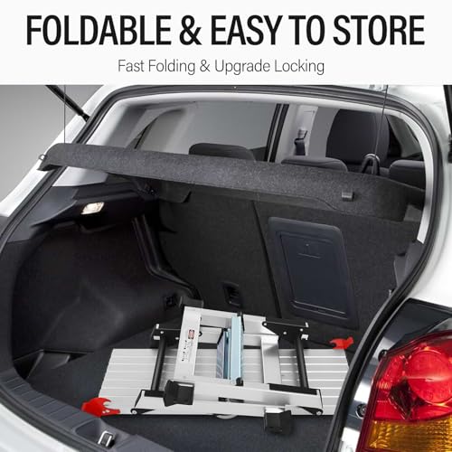 Work Platform Step Ladder, Aluminum Work Platform 36"×12"×18" Step Stool Foldable for Washing Vehicles, Cleaning, Painting 330 LBS Capacity