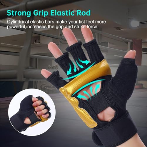 Kickboxing Sparring Gloves TKD Gloves for Men Women Half Finger Boxing Gloves Fighting Gloves Boxing Gloves for Punching Bag Training Gloves for Men Women Black - color: Golden, size: X-Small
