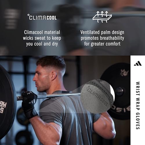 adidas Wrist Wrap Training & Weightlifting Gloves, Fingerless Workout Gloves - size: Small