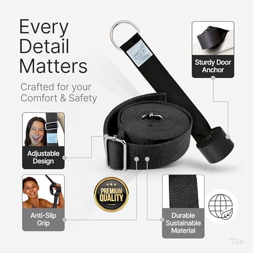 Leg Stretcher Strap with Door Anchor and Resistance Band, Splits Trainer | Home Flexibility Trainer for Splits, Ballet, Dance, Cheer, Yoga, Gymnastics, Pole and Taekwondo, Kids to Adults, All Levels - color: Classic Black