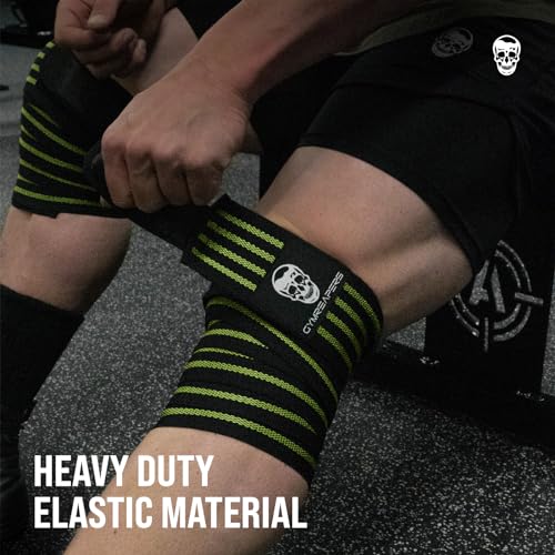 Gymreapers Knee Wraps for Squats and Powerlifting 72 Inch Compression Wraps with Strap for Men & Women Weightlifting Support - color: Military Green