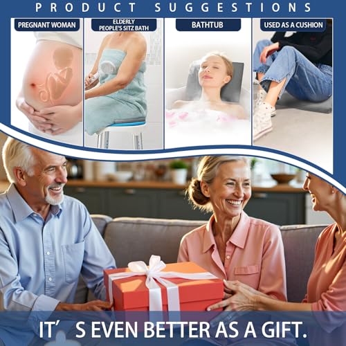 Gooo&Ma Shower Cushion, Non-Slip Air Fiber Bath Pad, Grey | Waterproof, 3D mesh quick-dry, hook, for shower bench/chair, elderly & pregnancy, 16"x12"x2", washable - color: Gray