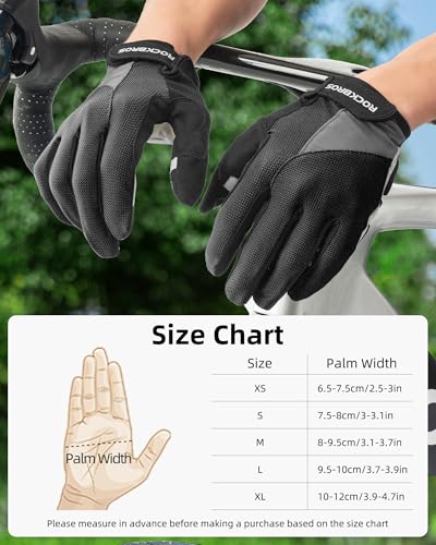 ROCKBROS Cycling Gloves for Men Women Breathable Gel Pad | Reduce Riding Pain, Breathable Mesh Keeps Hands Cool,Fits MTB Hiking Outdoor Work - color: Full Black, size: Large