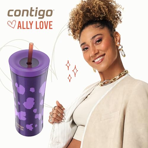 Contigo x Ally Love Shake & Go Tumbler, Autoclose Lid, Leak Proof, 20oz, Violet - color: Violet