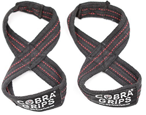 Deadlift Straps Figure 8 Loop Lifting Straps The #1 Choice for Power Lifters weightlifters workout Enthusiasts - color: Black with RED Strips, size: 70 cm Up to 8.0" Wrist Circumference