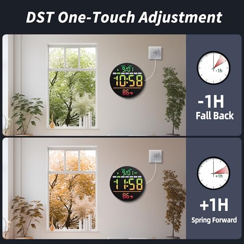 Maxstar Led Digital Wall Clock with Timer, Seconds, Temperature, Date, DST, Nightlight, RGB Color, Alarm Clock, 5-Level Display Brightness, Digital Clock Timer for Classroom, Bedroom, Garage, Gym - color: Multicolor