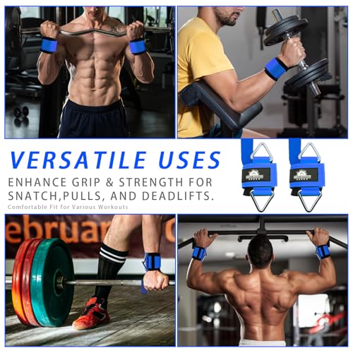 Wrist Cuffs Weight Lifting Straps – Heavy-Duty Cable Machine Attachments & Weightlifting Wrist Support for Lateral Raises, Pull Exercises & Strength Training - color: blue, size: size M
