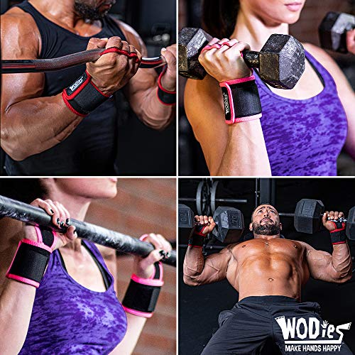 JerkFit WODies Gymnastics & Weightlifting Grips with Wrist Wraps – 3 Hole Versatile Gym Gloves for Pull Ups, Gym Training & Cross Training – Hand Grips Palm Protector for Men & Women - color: Green Camo, size: Small 3”- 3.5”