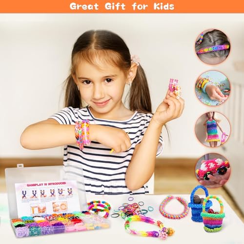 Loom Rubber Band Bracelet Kit, 3000+ 30-Color, Storage Case, Ages 8+ | Latex-free non-toxic, soft & durable, clear organizer, charms & fruit beads, fine motor skills, party favors, beginner friend - color: 3000 Pcs