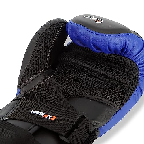 RIVAL Boxing RB10 Intelli-Shock Bag Gloves, Hook and Loop Closure - Ergonomic Fit, 1.25” of Closed Cell Foam for Intense Bag Use - color: Black/Blue, size: Medium