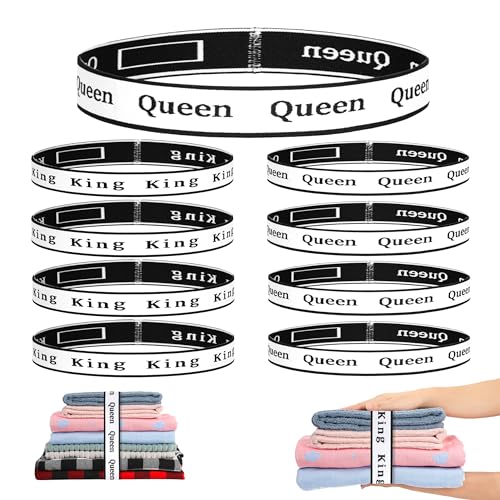 8Pcs Bed Sheet Organizer Bands Sheets Labels for Elastic Bedding Linen Closet Storage Foldable Sheet Set Organizer Sheet Keeper Band King Queen - size: 8Pcs(4Queen+4King)