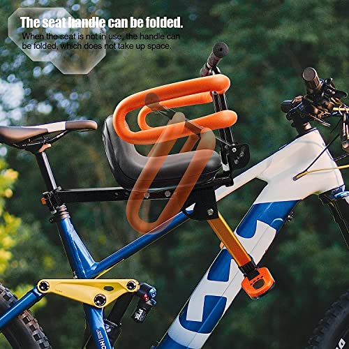 Child Bike Seat for Adult Bike,Retractable Baby Bike Seat Front Mounted for Children 2-6 Years Old - color: gold for MTB