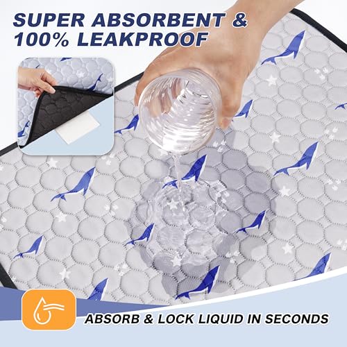 Washable Dog Pee Pads, Non-Slip Waterproof, 32 x 52 in, 2 Pack, Dolphin | Super absorbent, waterproof and non-slip; washable, reusable dog pads for crates, playpens, floors, furniture and travel - color: Dolphin Pattern, size: 32"x52"(Pack of 2)