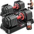 XDDIAS Adjustable Dumbbell Set for Home Gym Workout | 25 to 90 lbs, non-slip knurled grip, compact storage, one-hand adjustable - size: 90LB Pair