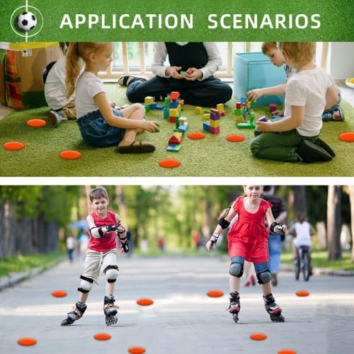 Poly Spot Markers 4.73 inch/10 inch 12 Pcs Non-Slip Rubber Agility Training Markers Floor Dots Flat Field Cones for Football, Soccer, Basketball, School Exercise Drills, Dance Practice - style: 4.73 inch 24 Pcs Yellow (TPE)
