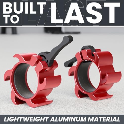 Synergee Aluminum Barbell Collars – 2" Olympic Locking Clamps - color: Red